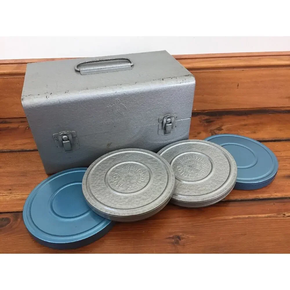Vtg Lot of Brumberger Super 8mm Film Take Up Reels Canisters Industrial Era Case
